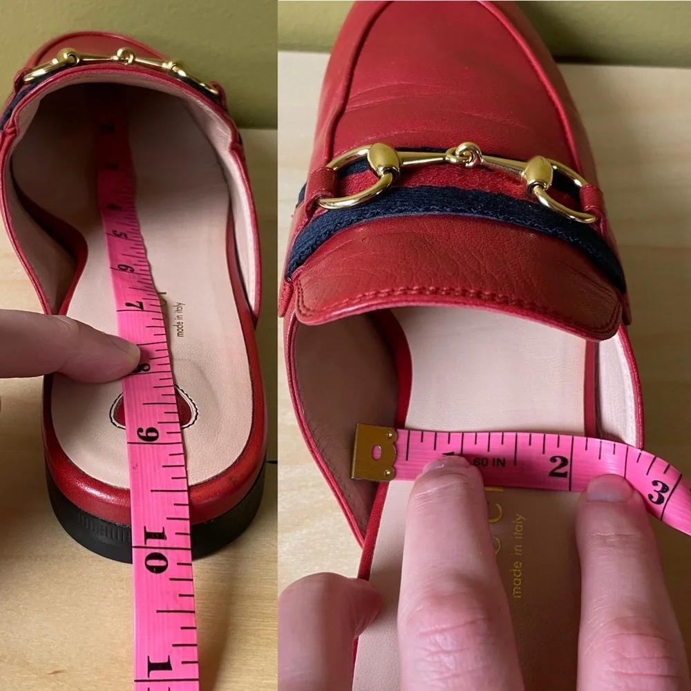 Gucci Princetown Mules in Hibiscus Red with Web Stripe Size 36.5 Size 6.5 - Picture 4 of 16